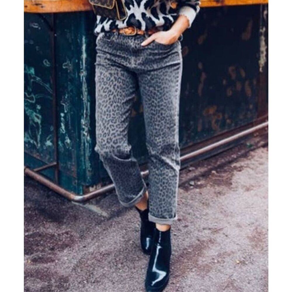 Pistola Wild Night Leopard Print Cropped Jeans Size 27